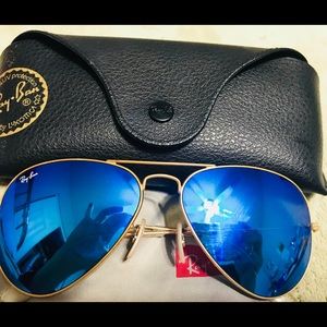 Rayban Aviator Sunglasses (Mirror Blue) Gold frame